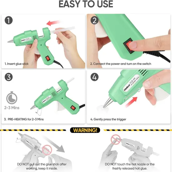 20W Mini Hot Glue Gun with 30 Glue Sticks Set, Fast Preheating 20W Hot Glue Gun Kit Heavy Duty Gluegun for Craft, DIY, Repairs (Green) {4}