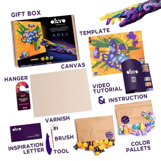 OKTO Sensory Art 3D Painting &ldquo;Irises&rdquo; &ndash; 11.8&rdquo; x 15.7&rdquo; Canvas Kit {3}