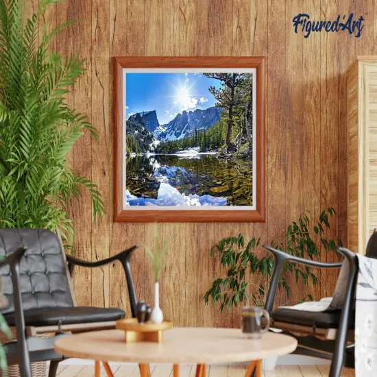 Figured'Art Paint by Numbers Kit for Adults Mountain and River 16"x20" - Craft Art Painting Rolled Canvas with DIY wooden frame {4}