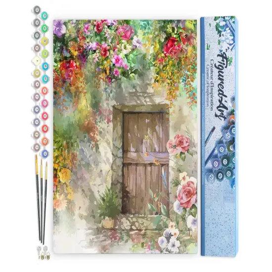 Figured'Art Paint by Numbers for Adults Cave entrance 16"x20" - Craft Art Painting DIY Kit Rolled Canvas without frame {1}