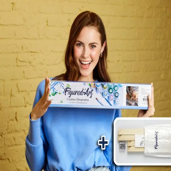 Figured'Art Paint by Numbers Kit for Adults Deers during Winter 16"x20" - Craft Art Painting Rolled Canvas with DIY wooden frame {2}