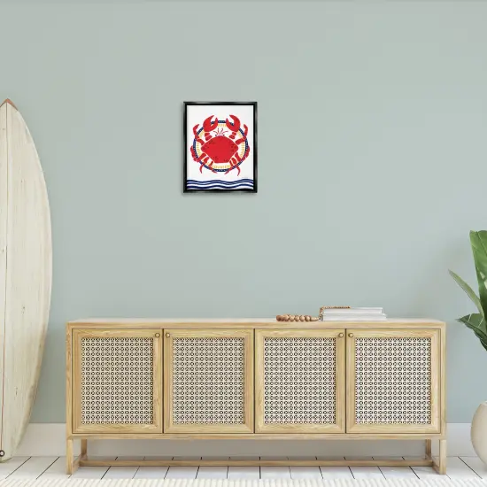 Stupell Industries Kitschy Coastal Crab Floater Framed Canvas Wall Art Design by Yvette St. Amant {2}