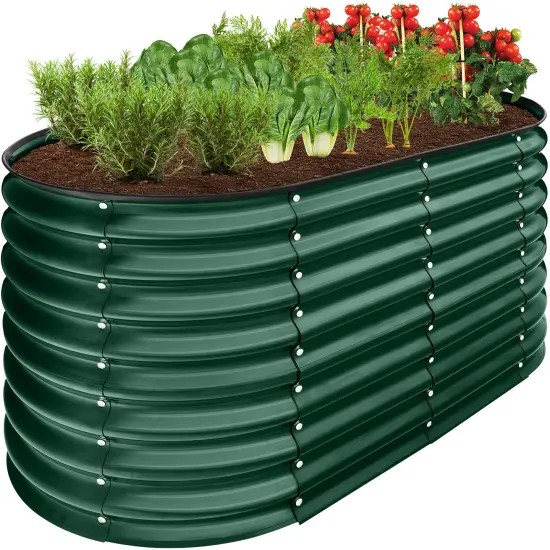 Best Choice Products 4x2x2ft Outdoor Raised Metal Oval Garden Bed, Planter Box for Vegetables, Flowers Terracotta {7}
