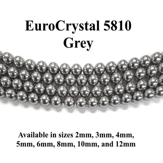 Grey EuroCrystal 5810 Round Pearls - 2mm, 3mm, 4mm, 5mm, 6mm, 8mm, 10mm, and 12mm - Strands - Made in Austria {1}