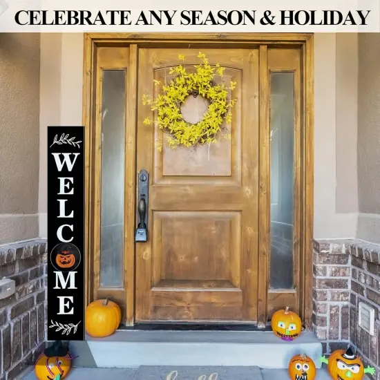 Welcome Sign for Front Door Porch Standing (Black) {4}