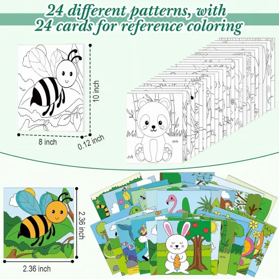 24 Pcs Pre Drawn Canvas for Painting for Adult Pre Printed Canvas Bulk Sip and Paint Kit (Jungle Animal,8 x 10 Inch) {2}