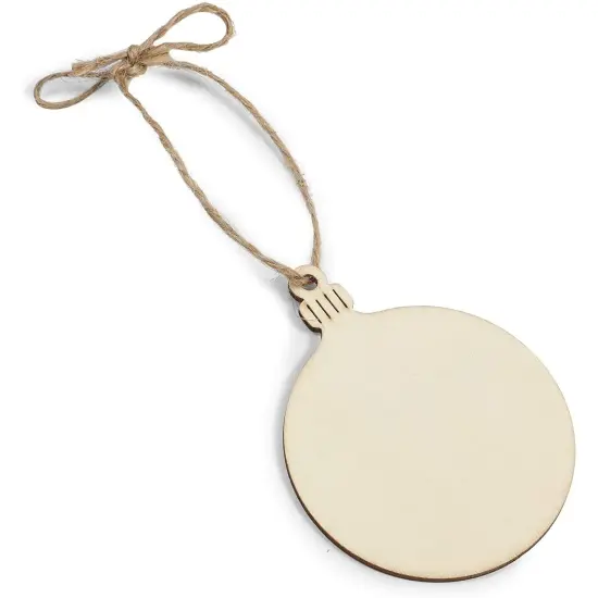 Bright Creations 80 Pack Unfinished Wood Circle Christmas Tree Ornaments for Crafts, Festive Wooden Round Decorative Hanging Ornaments for the Xmas Holidays (2.7 x 3.5 x 0.1 inch) Brown {4}