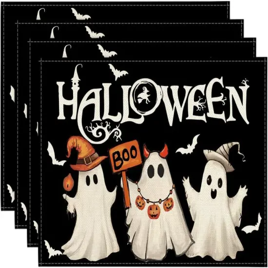 Set of 4 Halloween Ghost Placemats - 12x18 Inch {1}