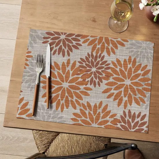 Floral Vinyl Placemats Set of 4(Orange) {2}
