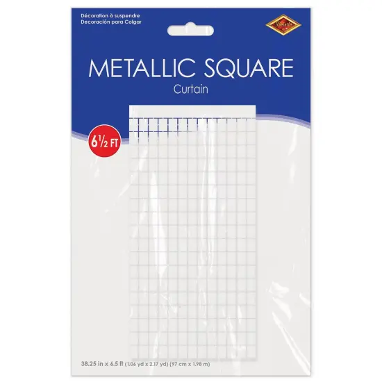 6 Pack Bulk White Metallic Party Square Curtain {4}