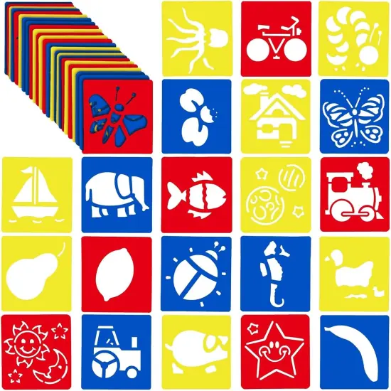 Drawing Stencils, Hollow Out Drawing Templates, Plastic Animal Stencils for Craft Projects (5.6 x 6 Inch) - 54 Pack {1}