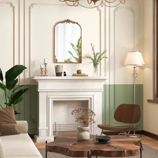 Arched Mirror for Wall Gold Traditional Vintage Ornate Baroque Mirror with Metal Frame {2}