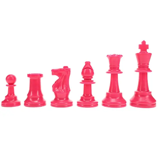 WE Games Color Bright Plastic Staunton Tournament Chess Pieces with 3.75 in. King - Half Chess Set of Chess Pieces Only, Pink {1}