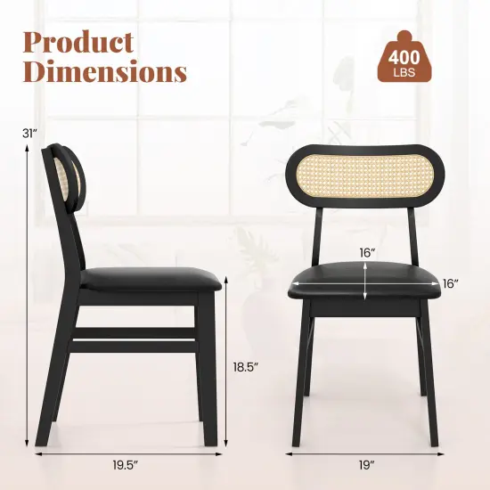 Wood Upholstered Dining Chairs Set of 2 &ndash; Mid Century Indoor Seating for Dining Room Black {4}
