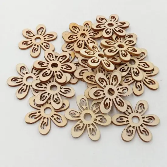 20 Pcs Flower Wood Shapes Craft Wooden Slices DIY Unfinished Wood Ornament for DIY Art Home Decoration {4}