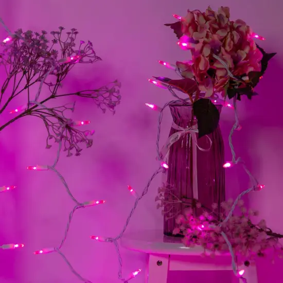 200 Count Pink LED Christmas Lights, 66 Feet White Wire UL Certified Commercial Grade Holiday String Light Set (Pink) {5}