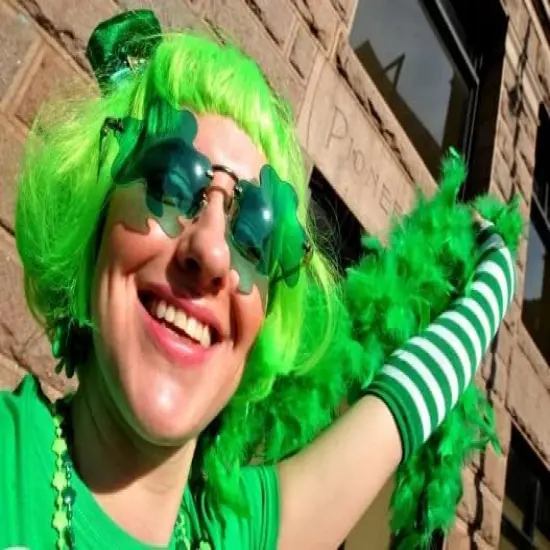 St. Patrick&rsquo;s Day Green Sunglasses Irish Shamrock Four Leaf Clover Green Lens Shades Costume Party Glasses(Four Leaf Green) {2}