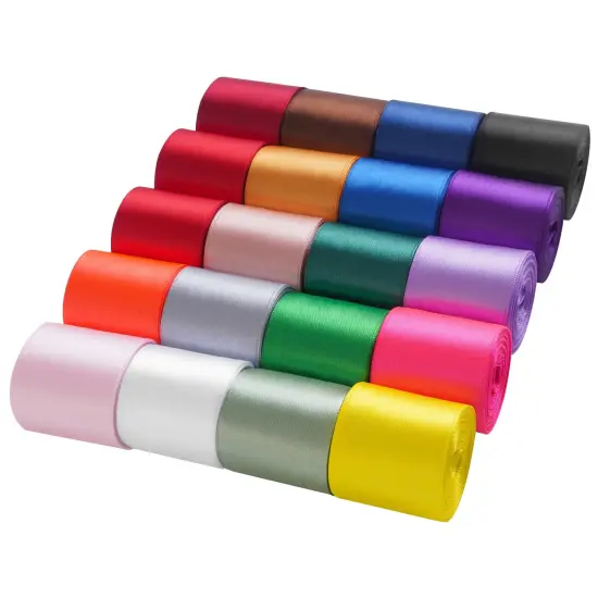 Rainbow Ribbon 1 1/2 Inch Double Faced Satin Ribbon Set for Gift Wrapping Crafts Hair Bows Wedding Party Decor Baby Shower Flower Bouquet, 20 Colors with 5 Yards Each, Total 100 Yards {1}