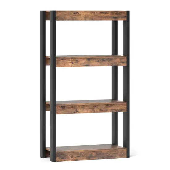 4 Tier Bookshelf Wooden Bookcase with Dual Anti-Tipping Kits Perfect for Living Rooms, Bedrooms Or Studies Natural {8}