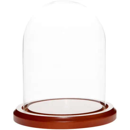 Plymor 4.5" x 6" Glass Display Dome Cloche Black Wood Veneer {2}