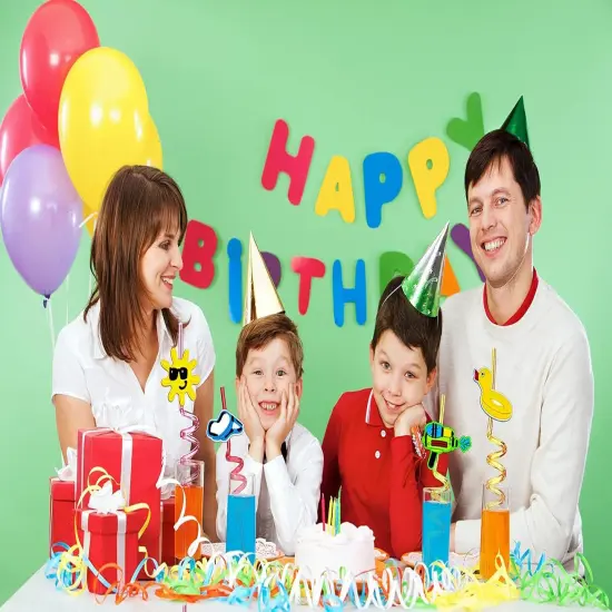 24 Pieces Beach Theme Reusable Shape Straws, Drink Straws Beach Ball Pool Summer Birthday Party Favor Decorations {4}