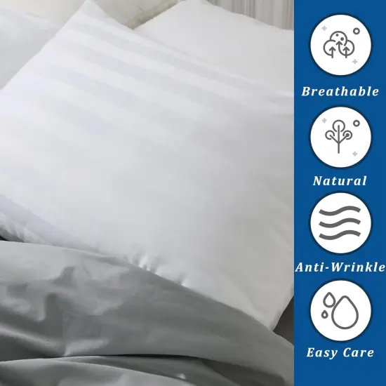 Pillow Cases Queen Size, 100% Egyptian Cotton Pillow Protectors with Zipper, 400 Thread Count Sateen Weave White Pillowcases Queen Size Set of 2, Premium Quality Pillow Covers for Home/Hotel {5}