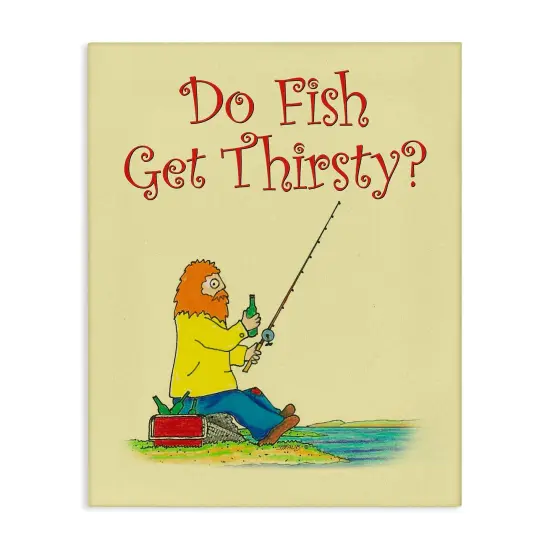 Stupell Industries Do Fish Get Thirsty Humor Canvas Design by Roger Straub {1}