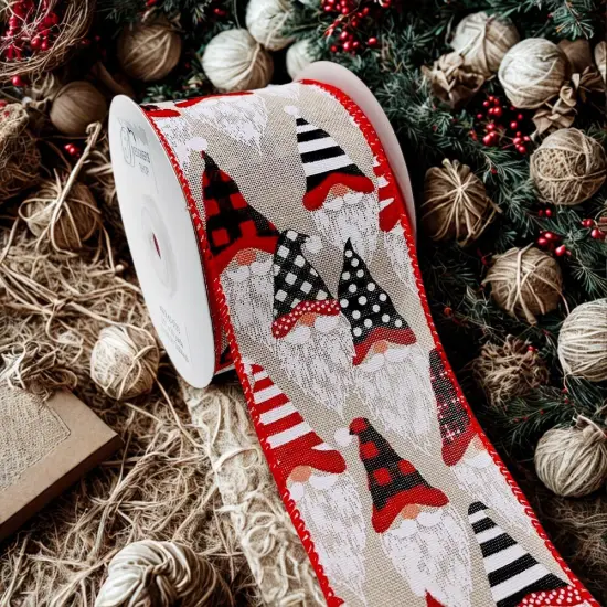 Designer' Shop Holiday Gnomes wired edge ribbons WR 63-5133 2.5" x 10 yards {6}