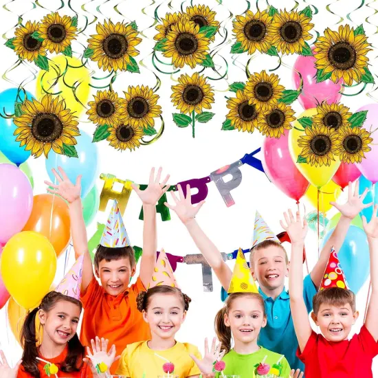 30 Pcs Sunflower Hanging Swirls Decorations Sunflower Party Supplies Summer Sun Flower Ceiling Decor {5}