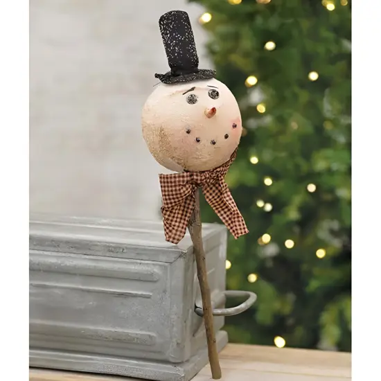 Rustic Cotton Snowman Pick for Winter Holiday Floral Arrangements {3}