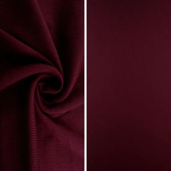 1 Yard Rib 2x1 Solid Knit Fabric, 54/56&Prime; Wide Polyester Spandex Blend Burgundy {1}