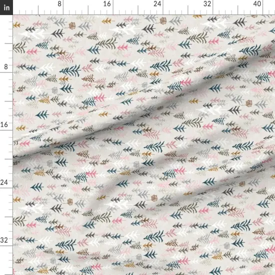 Various Fabrics by the Yard or Fat Quarter Pink Railroad Forest Adventure Outdoor Pine Fir Tree Custom Printed Fabric by Spoonflower {1}
