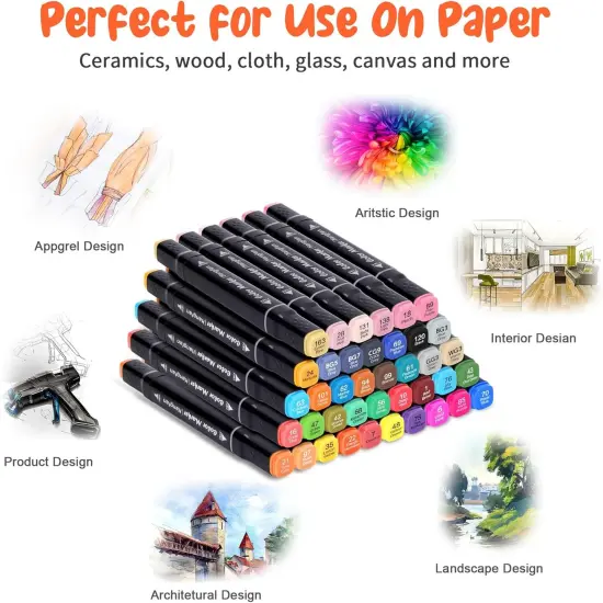 40 Colors Dual Tip Alcohol Markers Brush Tip {5}