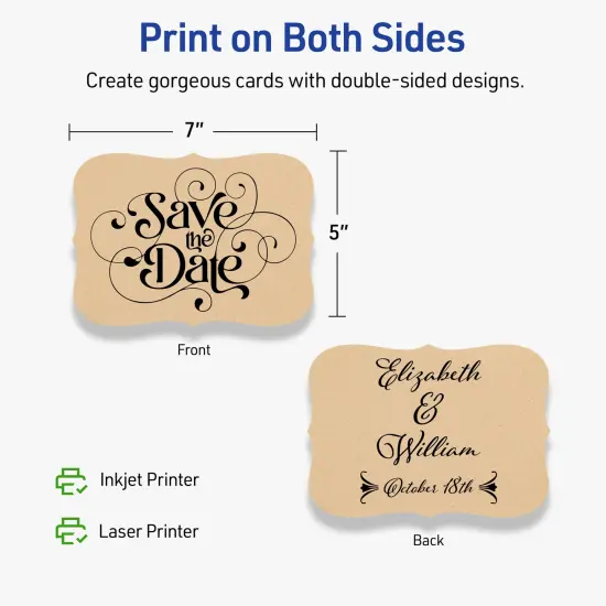 Avery Kraft Brown Invitation Cards, 5" x 7" Rectangle Flourished Edge {6}