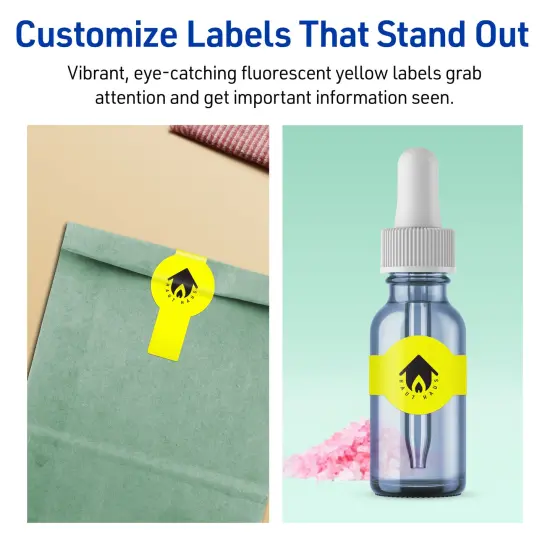 Avery Neon Yellow Paper Labels, 1.5" x 3.5" Wraparound {3}