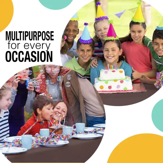 Exquisite Party Solids 54" x 100' Plastic Table Cover Roll with Slide Cutter &ndash; Cut-to-Size Dispenser Box &ndash; Makes Up to 36 Disposable 8' Rectangle Tablecloths Brown {6}