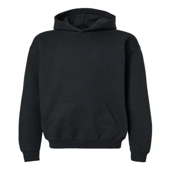 Gildan&reg; Youth Midweight Hooded Turtle Neck Long Sleeve Sweatshirt Black {1}