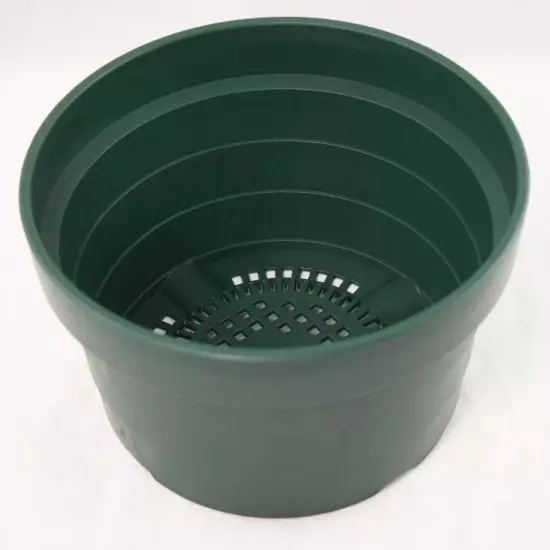 Japanese Heavy Duty Round Green Plastic Bonsai Training Pot - 8.25"x 8.25"x 4.5" {3}