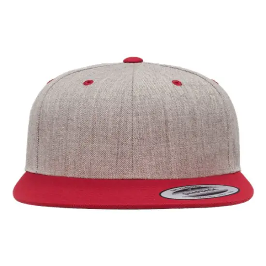 YP Classics&reg; Flat Bill Snapback Cap Heather Grey/ Red {1}