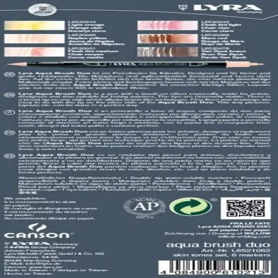 Lyra Aqua Brush Duo Brush Markers 6/Pkg-Skin Set {3}