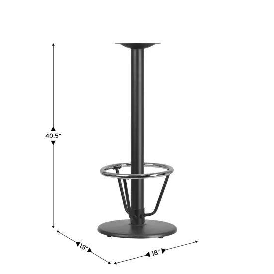 Emma and Oliver 18'' Round Restaurant Table Base with 3'' Dia. Bar Height Column and Foot Ring Black {2}
