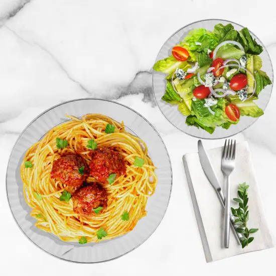 Clear Hard Plastic Disposable Plates 10" Dinner and 7" Salad Plate (25 Sets) {3}