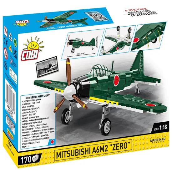 COBI Historical Collection WII MITSUBISHI A6M2 "ZERO" Japanese Fighter Plane {3}