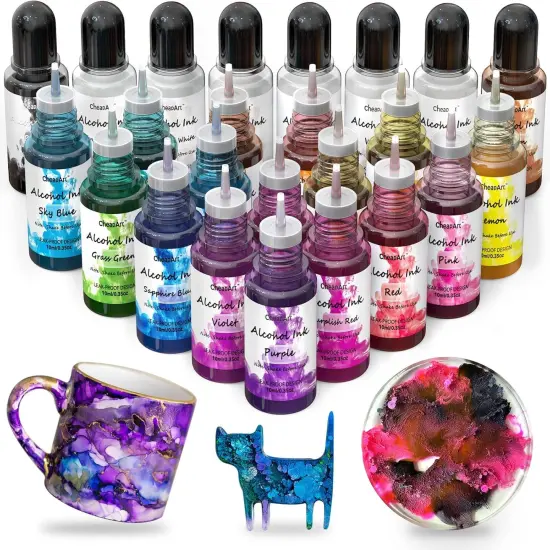 Alcohol Ink Set 24 Vibrant Colors Resin Dye High {1}