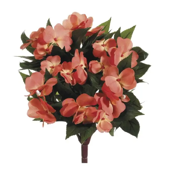 Allstate New Guinea Impatiens Artificial Bush Spray - 13.75" - Salmon Pink {1}