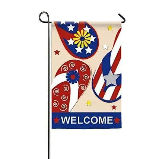 Patriotic Flip Flop Welcome Garden Flag 2 Sided Applique {1}