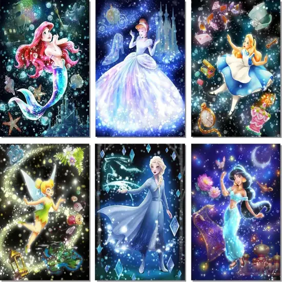 Pack Diamond Painting Kits, 5D Princess Diamond Art Kits {1}