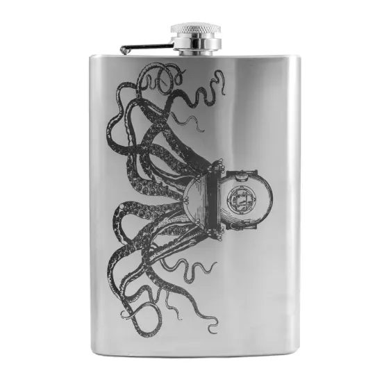 8oz Steampunk Octopus Stainless Steel Flask {6}