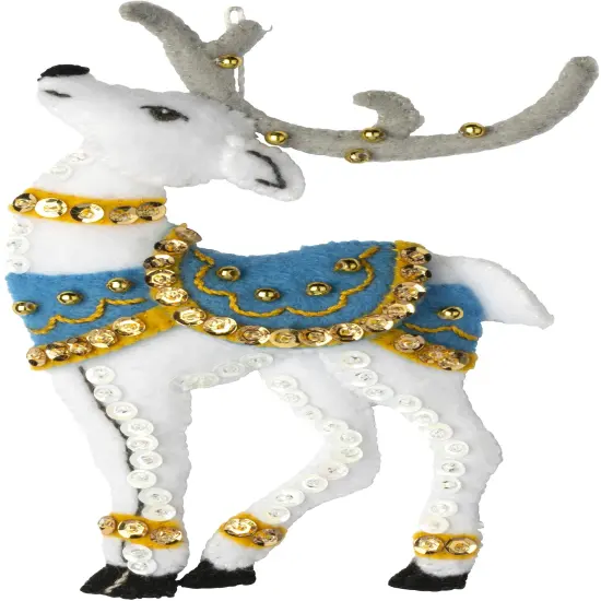 Bucilla Felt Ornaments Applique Kit Set Of 6-Festive Reindeer {5}
