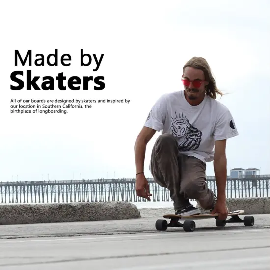 Magneto Longboards Bamboo Longboards, All-Round Durable, Flexible Longboard for Cruising, Carving, Free-Style, Downhill and Dancing, Bamboo Drop & Fiberglass Through Longboard, 42&rdquo; x 9&rdquo; Brown {7}